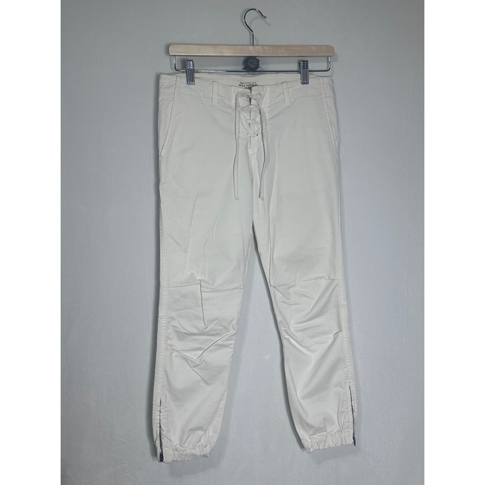 Nili Lotan White Lace Up Military‎ Pants Utility Joggers Size 4 Made In USA